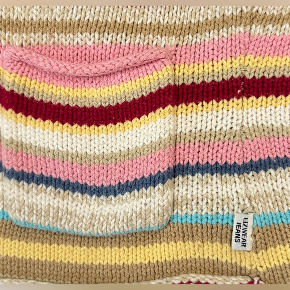 Striped Cardigan Cottagecore Retro Colorful Button Front Sweater Small - Picture 5 of 7
